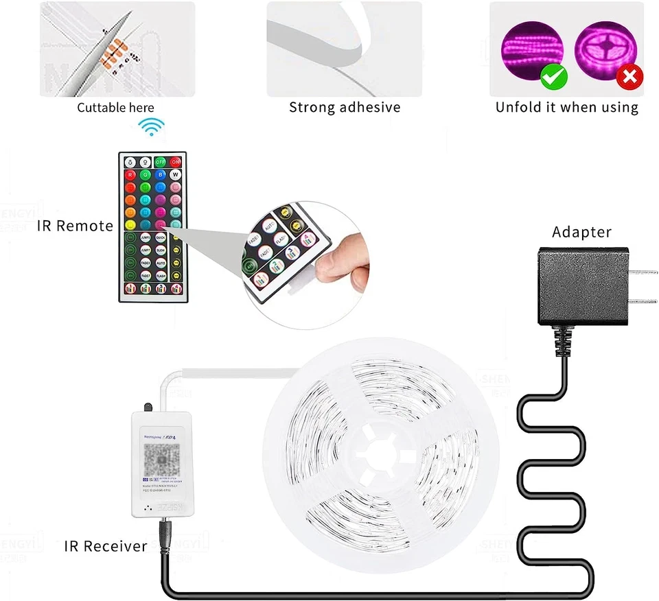 100Ft Led Strip Lights Color Changing Bluetooth Led Lights RGB Music
